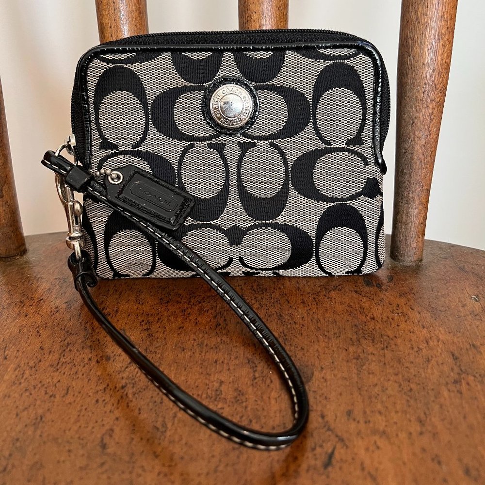 Small Black/Grey Coach Wristlet
